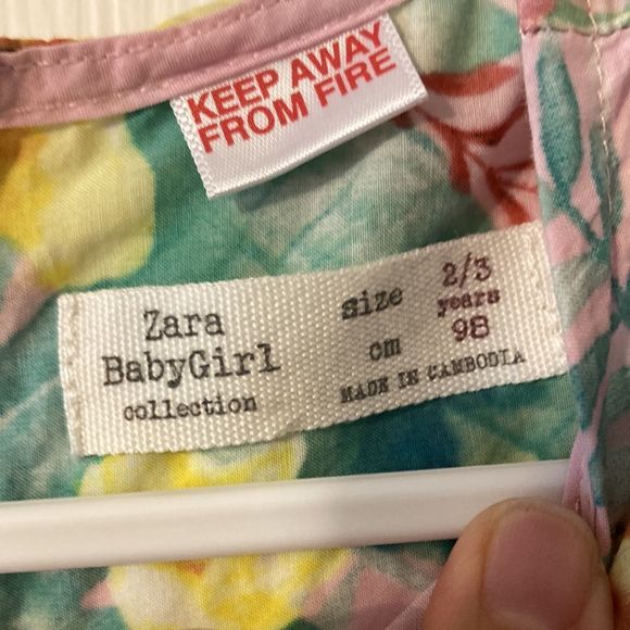 Zara Baby Girl 2T Cotton Hawaiian Floral Pink Dress - Picture 4 of 7